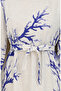 Patterned Belted Linen Dress 2087-01 Beige Navy Blue - 5