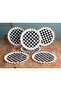 Checkerboard Patterned Curved Serving Plate 6 Pieces - 3