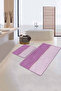 Purple Ogea Motif Digital Printed 2-Piece Non-Slip Base Bathroom & Kitchen Mat Set - 3
