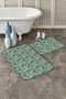 Black Zigzag Floor Tropical Green Leaves 2-Piece Non-Slip Base Bathroom & Kitchen Mat Set - 3