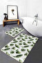 White Floor Green Tropical Leaf Motif 2-Piece Non-Slip Base Bathroom & Kitchen Mat Set