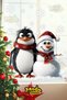 New Year's Penguin and Friend Snowman Snowflakes Sticker Set, Snowman and Snowflake Sticker - 3