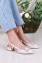 077-2058 Fls Satin Buckle Detailed Low Heel Open Back Closed Front Women's Shoes