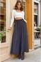 Women's New Season Black Elastic Waist A-Line Loose Long High Waist Kupra Skirt 700-3676308 - 3