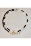 Black and White Sand Beaded Seashell Pearl 2-Piece Handmade Necklace Set–Bohemian Summer Necklace with Pearls - 4