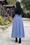 Women's Blue Elastic Casual Skirt - 700-3676 - 3