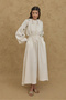 Embroidered Linen Blend Dress Natural - 5