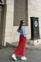 Women's Red Ankle Length Elastic Lycra Pencil Skirt - 700-3503 - 7