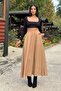 Women's Caramel Elastic Casual Skirt - 700-3676
