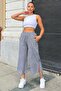 Women's Black Crushed Capri with Side Slits - 700-3404
