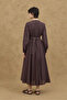 Rib Detailed Voile Dress Brown - 3