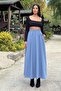 Women's Blue Elastic Casual Skirt - 700-3676 - 6