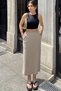 Women's Beige Ankle Length Elastic Lycra Pencil Skirt - 700-3503 - 8