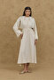 Embroidered Linen Blend Dress Natural - 4