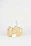 Women's Cedar Wicker White Zipper Closure Handbag and Shoulder Bag with Charm Accessories - 4