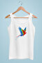 Women's Strappy Knitted T-Shirt Parrot Design Digital Printed 100% Cotton