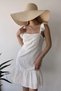 Women's White Scallop Embroidered Ruffle Casual Dress - 700-Ss-4059