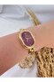 Oval Vintage Gold Inside Burgundy Women Wrist Watch - 3