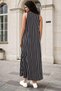 Women's Black and White Striped Combed Cotton Zero Sleeve Long Dress - 700-K5325 - 3
