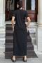 Women's Black Shoulder Button Detailed Slit Two-Piece Wear-Remove Dress - 700-3618 - 6
