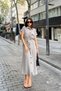 Women's Gray Pocket Belted Long Safari Shirt Dress - 700-K4045 - 4