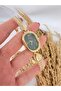 Oval Vintage Gold Inside Green Women Wrist Watch - 5