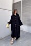 Women's Black Oversized Pocket Detailed Muslin Dress - 700-3440 - 7
