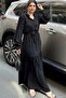 Women's Black Pompom Aerobin Self-Textured Gathered Plus Size Comfortable Fit Dress - 700-3550 - 2