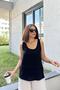 Women's Black Muslin Strap Blouse with Stitching Detail - 700-3423 - 4