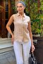 Women's Beige Sleeveless Shirt - 700-2878C