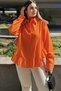Women's Orange Ruffled Cotton Linen Shirt - 700-3570 - 2