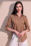 Women's Brown Pocket Detailed Striped Shirt - 700-3266 - 7