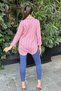 Women's Pink Pocket Detailed Striped Shirt - 700-3266 - 4