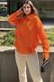 Women's Orange Ruffled Cotton Linen Shirt - 700-3570 - 5
