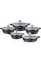 Die-Cast Granite 10 pcs Non-Stick Cooking Pot Set (Black)