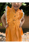 Baby Girl Dress Short Sleeve Ruffled Buckle Birthday Party Wedding Linen Casual Girl's Dress - 4