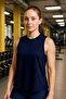 Women's Navy Blue Unprinted Oversize Crew Neck Cotton Sleeveless T-Shirt/Undershirt