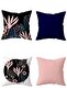 Flower Pattern Decorative Hidden Zippered Throw Pillow Cover Sofa Pillow Case Set (4Pcs)