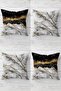 Marble Pattern Gold Striped Hidden Zipper Throw Pillow Cover Sofa Pillow Cover Set (4Pcs)