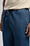 Elastic Waist Straight Men's Denim Trousers 252 Lcm 121067 Loose Myles Mid Blue - 5