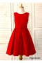 Girls' Red Plain Mini Satin Dress Evening Dress Graduation Birthday Reading Day Dress