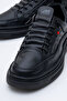 Men's Comfortable Sole Rubber Laced Sneaker Real Leather Mc 19039 Black - 3