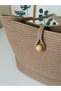 Straw Look Beach Bag Handbag (Mink Color 30X40 cm), New Year's Christmas Gift - 4