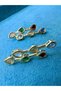 Colored Stone Dangle Brand Model Steel Earrings - 7