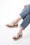 730-138 White Knitted Genuine Leather Orthopedic Sole Women's Sandals - 2