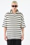 ZIPPER DETAILED STRIPED OVERSIZE KNITWEAR-ECRU