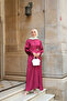 Women's Front Brooch Detailed Wrinkle Dress Burgundy - 2