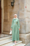 Women's Front Brooch Detailed Wrinkle Dress Green - 5