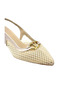 Kindep Closed Toe Short Wide Heeled Women's Shoes Beige - 6