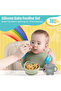 BabiesBasic Feeding Set, 6 Piece, Silicone Plate, Bowl, Bib, Spoon , Fork and 2 in 1 Cup - Green - 4